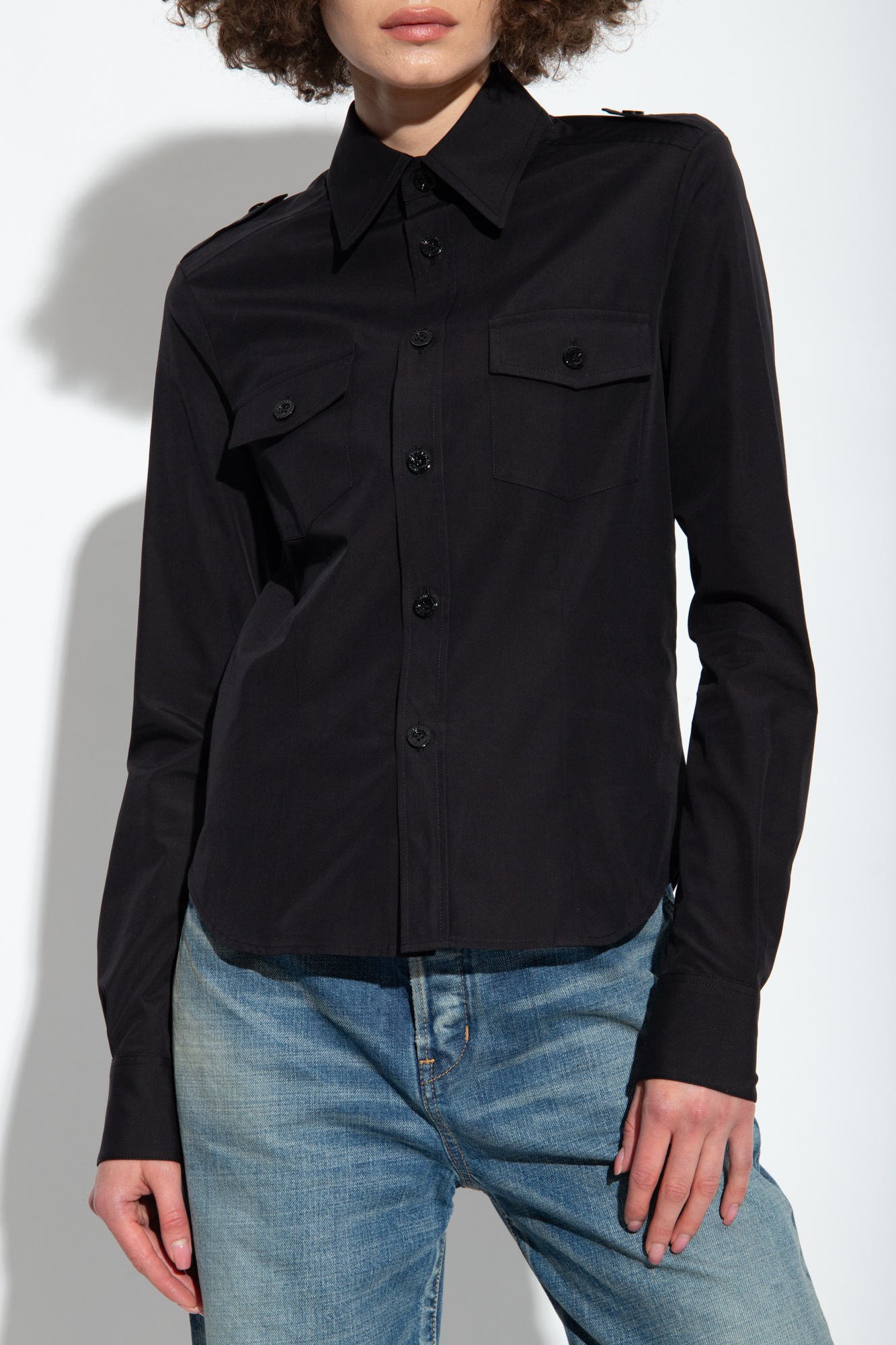 サンローラン Saint Laurent Oversize Pointy Pockets Shirt Saint Laurent Oversize Pointy Pockets Shirt - Light Japanese